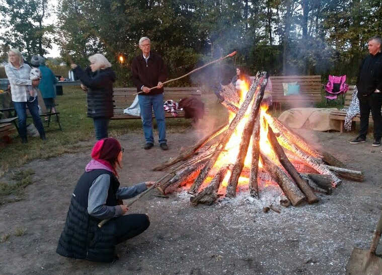 People around a bonfire