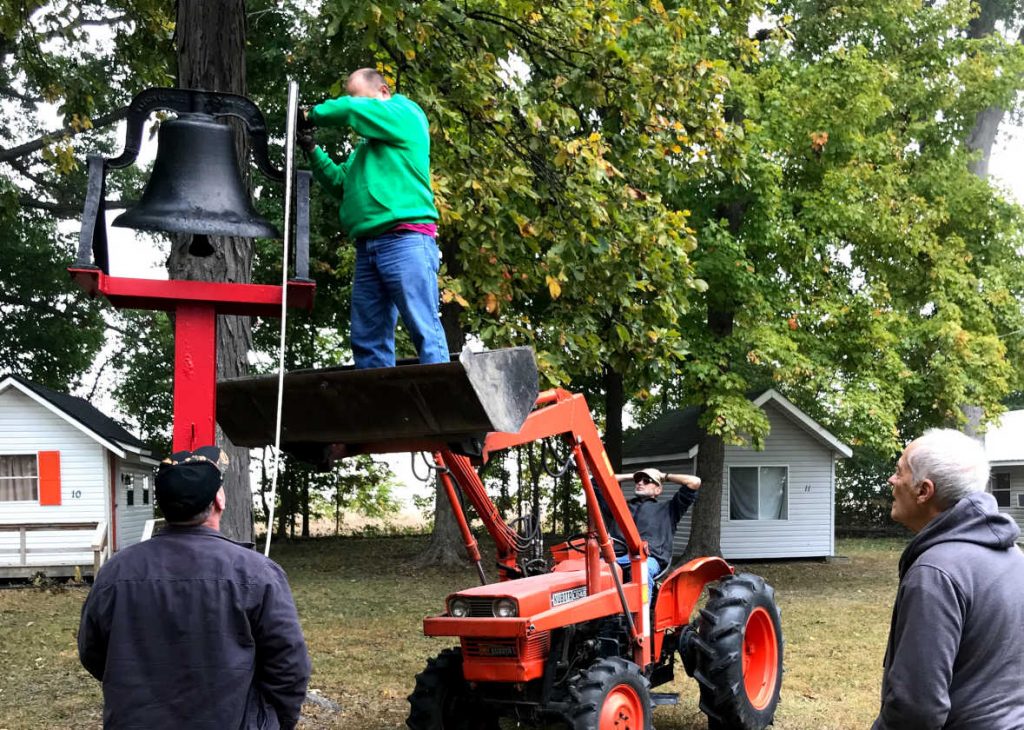 Working on the camp bell